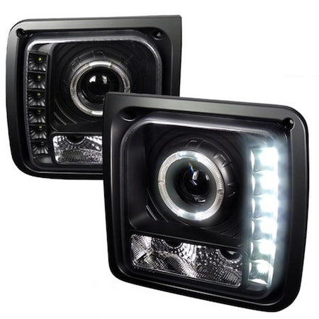 Halo Projector Headlight With LED For 97 To 01 Jeep Cherokee, Black - 12 X 12 X 17 In.